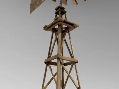 Windmill wooden Low-poly 3D model