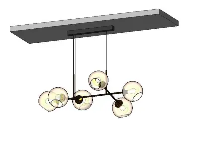 Mid Century Modern 6 Light DNA Chandelier Light Fixture  3D model