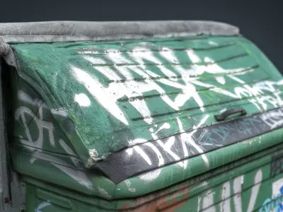 DUMPSTER trash can with graffiti Low-poly 3D model