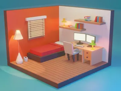 Isometric Room 1 Low-poly 3D model