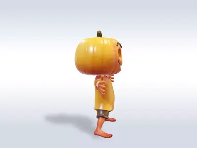 Cheerful Pumpkin Boy Character 3D Model 3D model