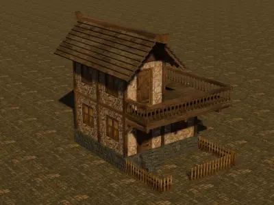 Medieval house seven 2 Low-poly 3D model