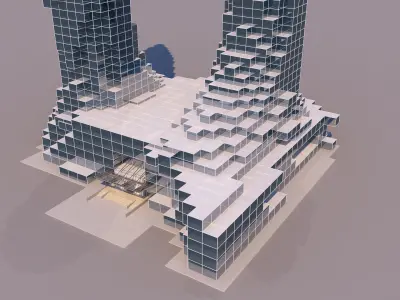 0184 - Skyscraper Architecture 3D Project - 2D Drawings 3D model