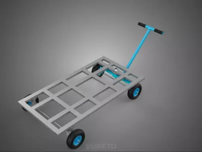 T-HANDLE SWIVEL STEERING FLATBED TROLLEY CART TRANSPORT PALLET 3D model