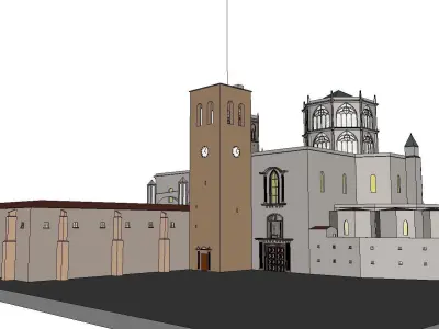 Architecture-Religion-God-Culture-Temple-0276 church with two... 3D model