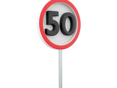 3d Road sign in speed limit at 50 km h 3D model
