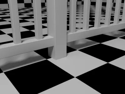 Exterior Railing - White Vinyl - Style 8 3D model