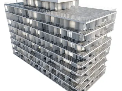 Modern residential building 03 3D model