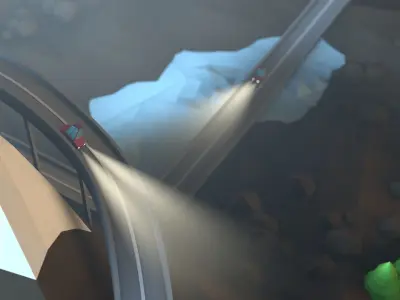 Lowpoly Road mountain with trees and bridge Low-poly 3D model