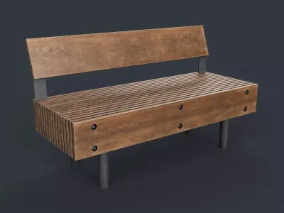 Modern Outdoor Bench 52 PBR Game Ready Low-poly 3D model