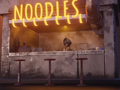 Noodle Shop Low-poly 3D model