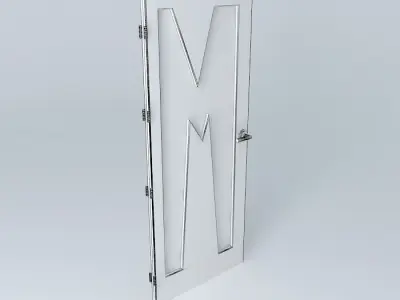 Letter M 3D door very detail with glass lock and hinger Free 3D model