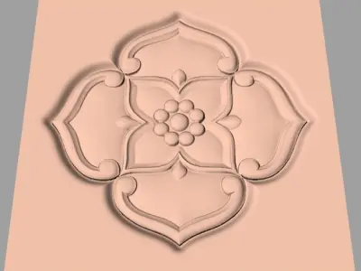 Furniture decoration round flower 3D STL model for CNC E926 3D model