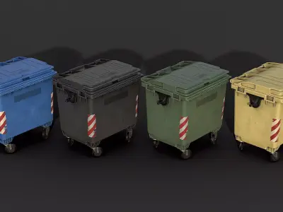Street Trash Bin  Low-poly 3D model