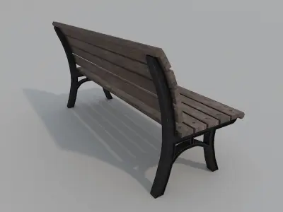 Street Bench Old Low Poly 3DModel Low-poly 3D model