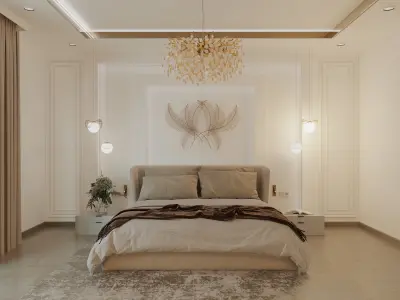 Luxurious Master Bedroom Suite Interior Scene  3D model