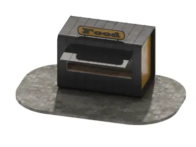 Kiosk 2 box with sign 3D model