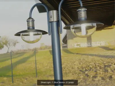 Street Light -7- Blue Version  3D Model Pack