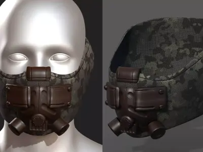 Gas mask respirator scifi futuristic  Low-poly 3D model