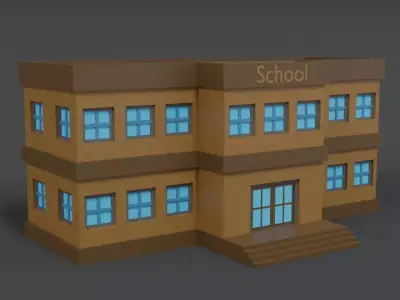 Low Poly Cartoon School Low-poly 3D model