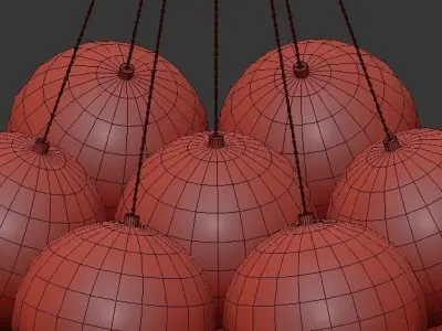 NUAZEN chandelier with clear glass globes hanging from gold c... 3D model