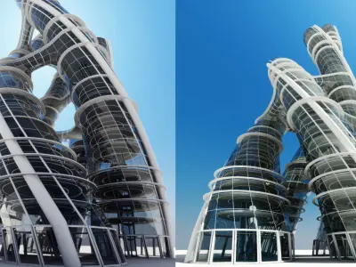 Futuristic Skyscraper 3D model 2