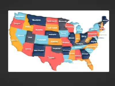 Usa Map Topography Low-poly 3D model