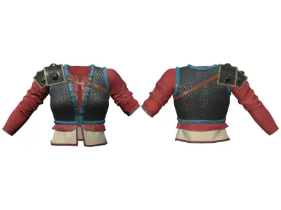 Medieval Warrior Outfit Top Gloves Pants Boots Sword Low-poly 3D model
