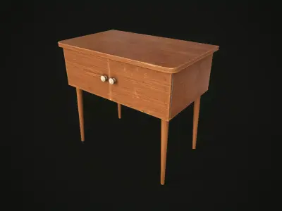 Old simple TV stand Free low-poly 3D model