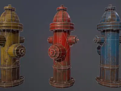Fire Hydrant Low-poly 3D model 43