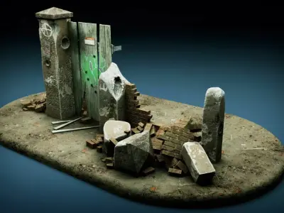 Blown Up Gate 3D model