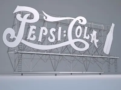 Pepsi Cola Billboard Sign Low-poly 3D model