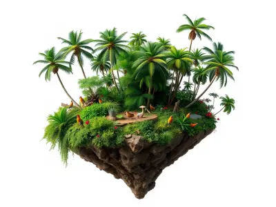 Tropical Island Paradise model pack Low-poly 3D model