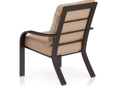Dark Wooden Chair with Pillow 3D model