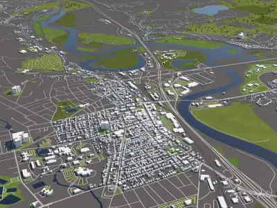 Concord New Hampshire USA 50x50km 3D model