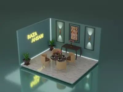 3D Sitting room apartment interior OR Drying Room modeling   3D model