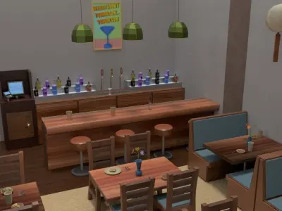 Low-Poly PBR Restaurant Pack Low-poly 3D model