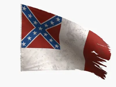 US Flag 3rd National Confederate Low-poly 3D model