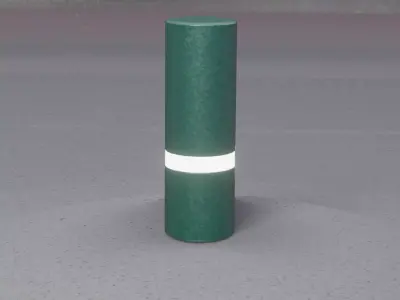 Low-Poly Moss Green Light Column 5 - Street Light Set-9 Low-poly 3D model