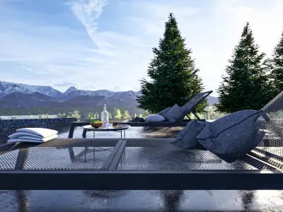 Modern Spa Wellness Retreat Facility  3D Model  Low-poly 3D model