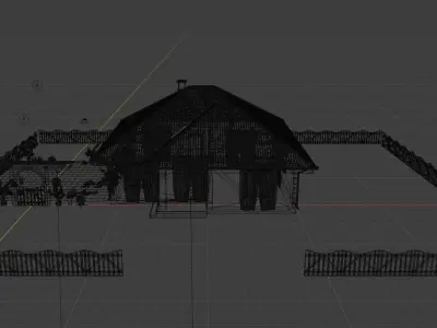 House with fence Low-poly 3D model