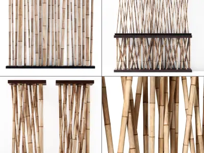 Bamboo decor wall cafe 3D model