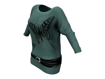Batwing Tunic With Belt Low-poly 3D model