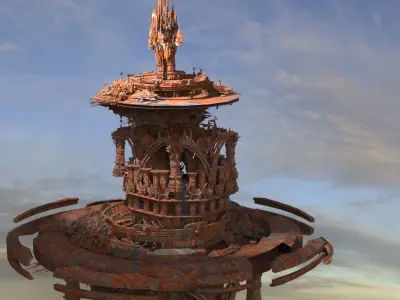 Desert Arrakis Desert Floating tower 3D model