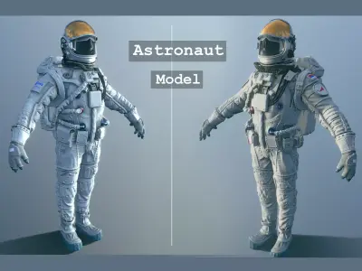 Astronaut in spacesuit Low-poly 3D model