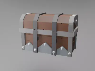 Lowpoly 3D model chest for game assets Low-poly 3D model