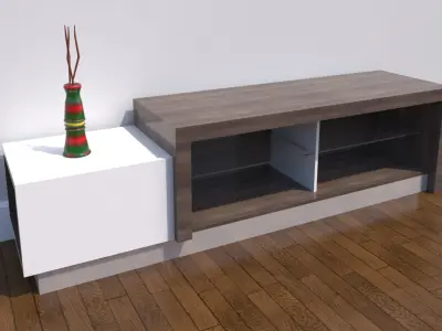 TV Stand-04 and Vase 3D model