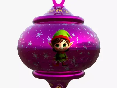 Charming Elf Holiday Red Bauble 3D Model  PBR Ready Low-poly 3D model