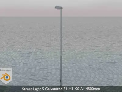 Street Light 5 Galvanized F1 M1 K0 A1 4500mm  Low-poly 3D model