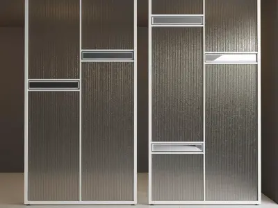 Glass partition door Set 38 Low-poly 3D model